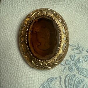 Vintage Amber Glass Cameo